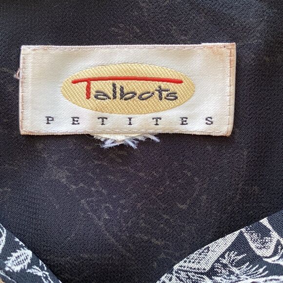 ❤️Last Chance Talbots long sleeve tie-neck novelty print blouse size M - Picture 9 of 10